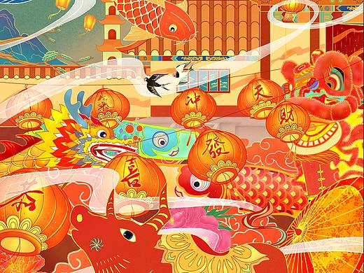 牛年春节-节日贺图（个人主页-ZNTAwMDM5ODg=） - 商业插画 - 站酷设计师水木茶TT原创素材 - 站酷ZCOOL