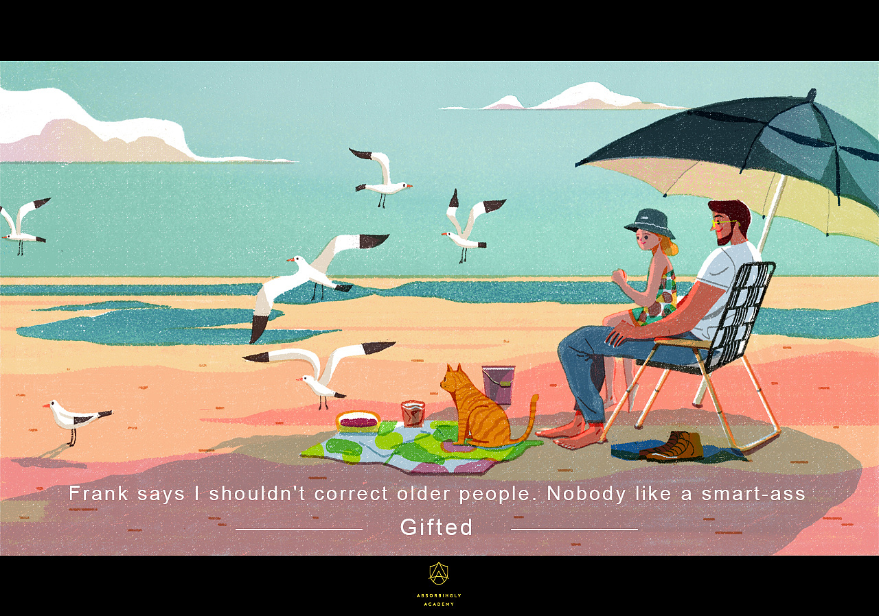 【天才少女】
<br>画面选择是这个天才早慧的小女孩跟从小抚养她长大的舅舅一起去海边的场景。<br><br>“弗兰克说我不应该纠正年长的大人,没有人会喜欢一个聪明的混蛋。”