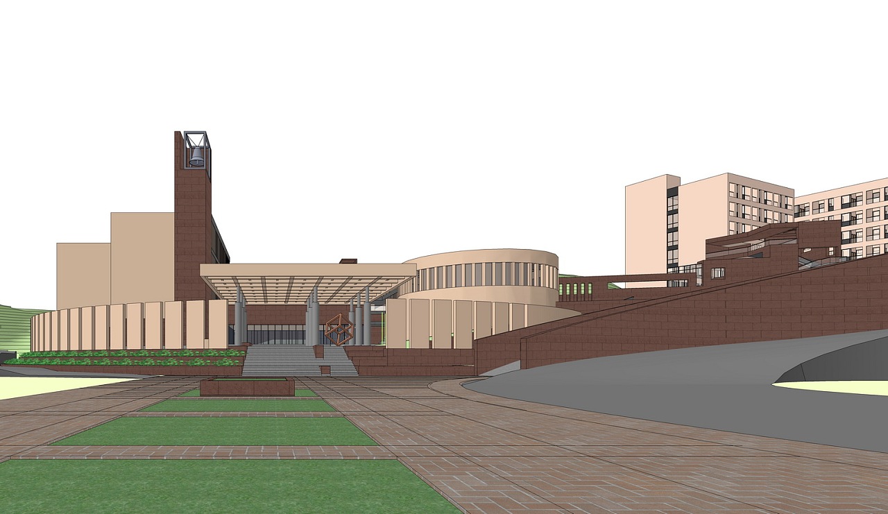 现代小学设计su模型下载