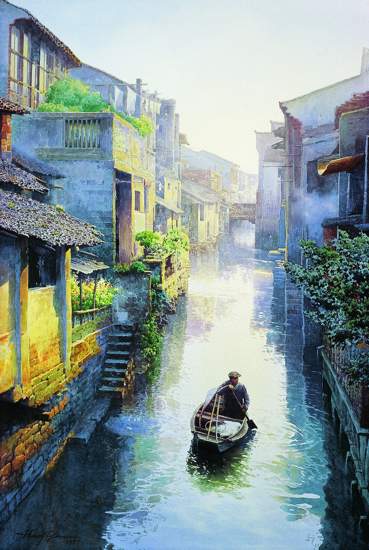 我希望用自己不一样的画法,表现我心中独一无二的水乡_黄有维水彩