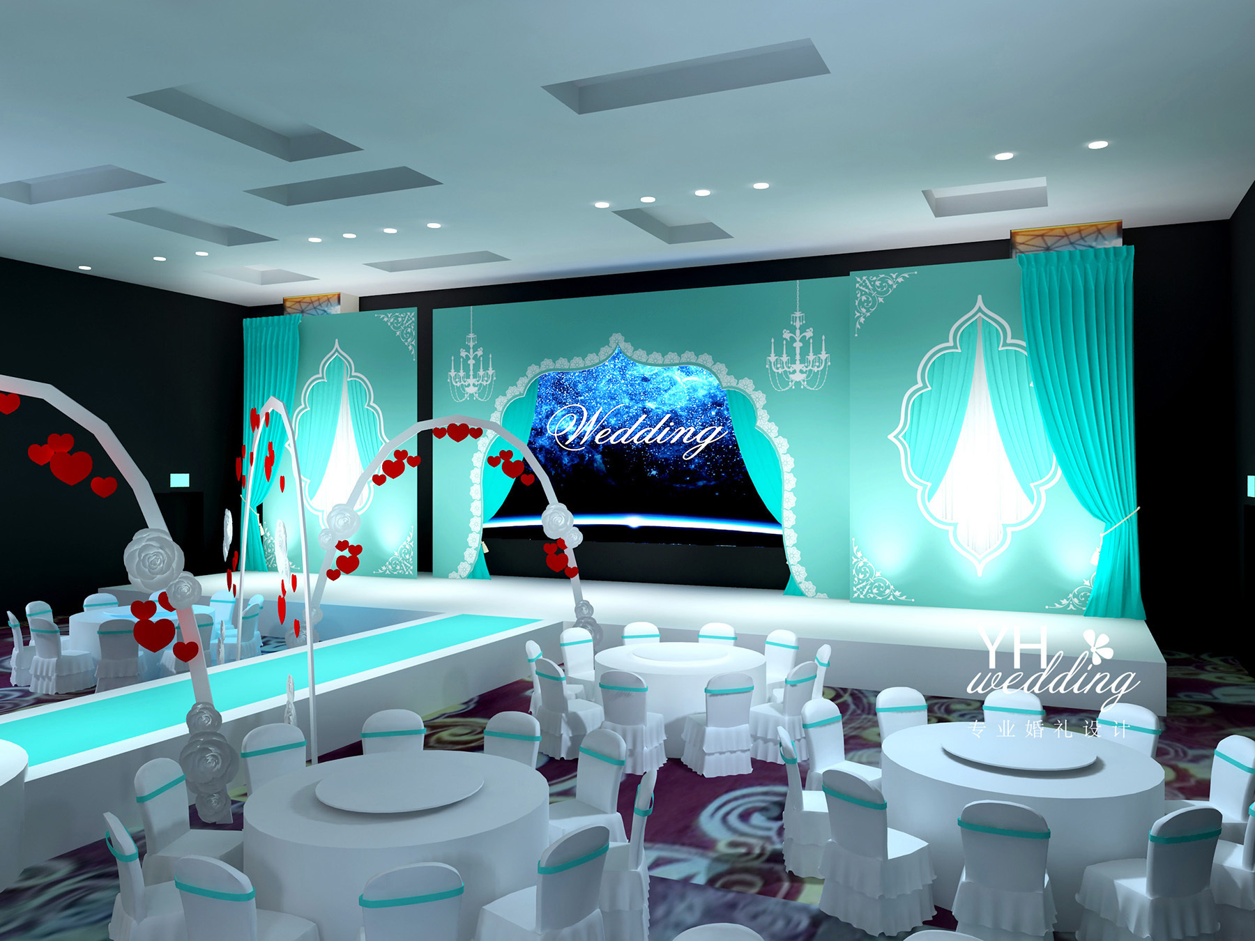 婚宴大厅舞台效果图图片