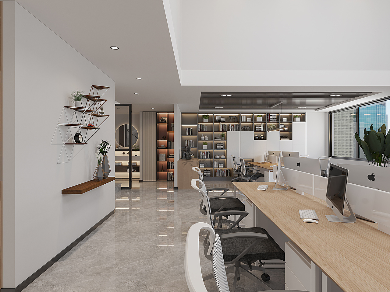 现代简约办公室,个性与沉稳的工作环境