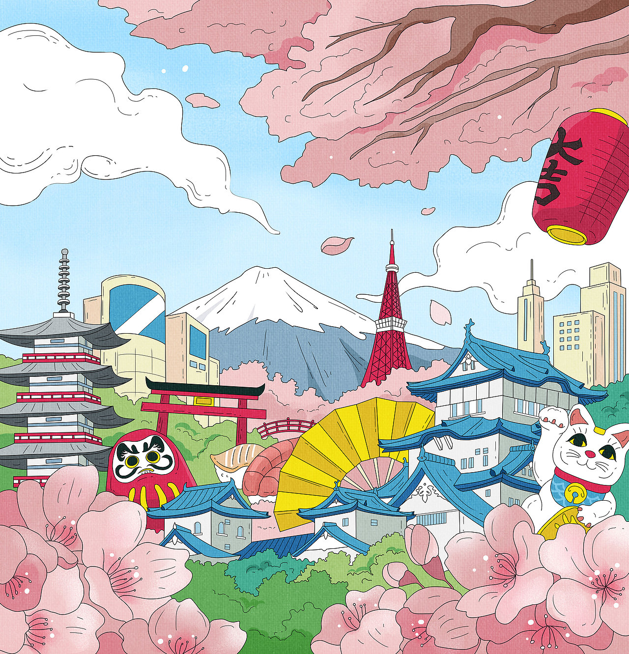 阿寒·和食 | 春季主题插画（图ZMjQ5MjA2NTQ0） - 商业插画 - 站酷设计师尤良原创素材 - 站酷ZCOOL