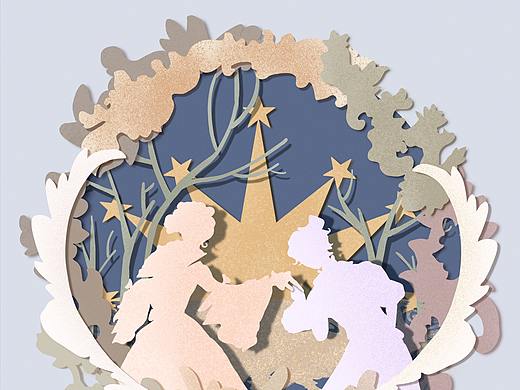 星月夜邀约-剪纸贺卡（个人主页-ZMzU0NDkzOTI=） - 创作习作 - 站酷设计师纱纱SallyLulu原创素材 - 站酷ZCOOL