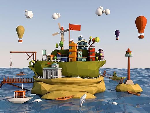 C4D岛屿制作