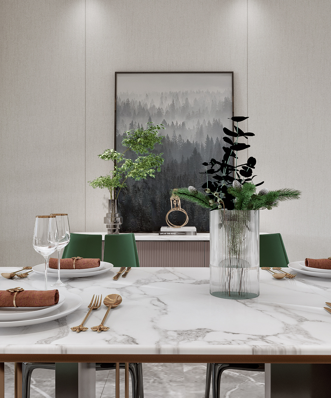 效果图 现代轻奢 现代北欧 现代中式