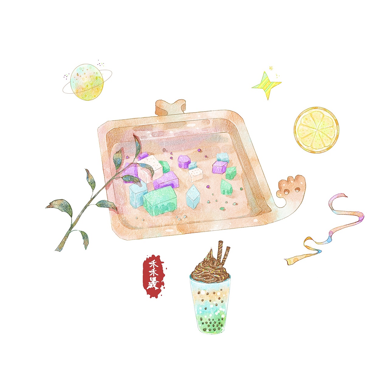 水彩萌物花草系列 治愈系（图ZMjYxNDgzODc2） - 创作习作 - 站酷设计师学画画的禾禾晟原创素材 - 站酷ZCOOL