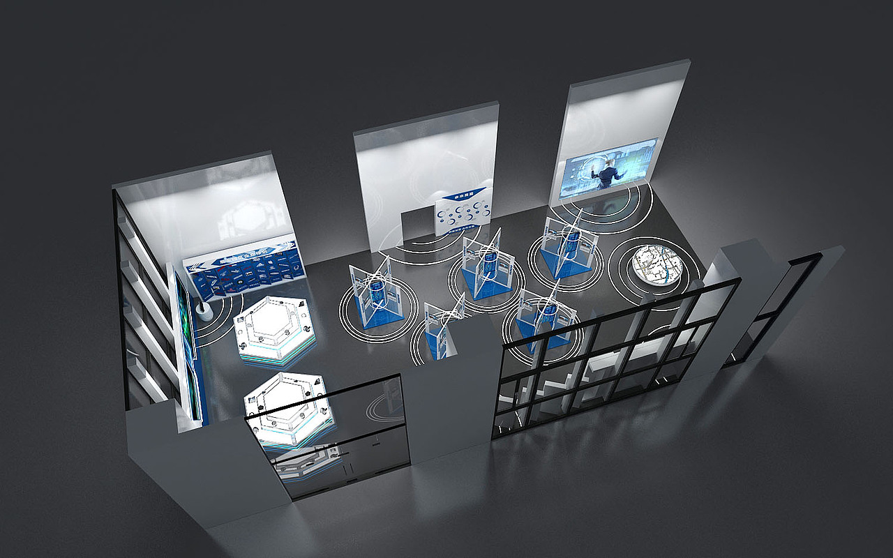 园区展科技风蓝白系效果图