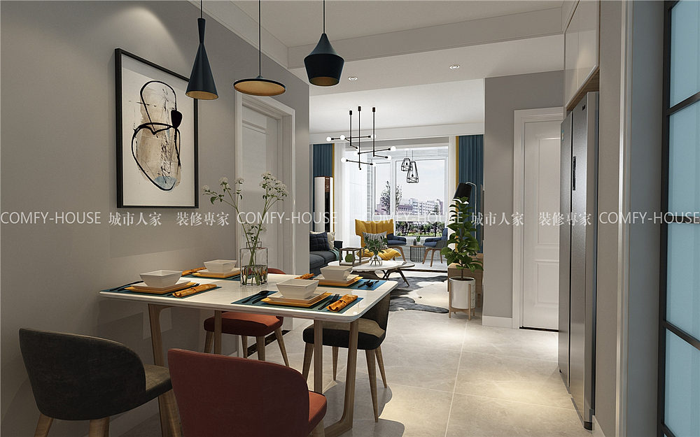 世茂天城现代风格装修效果图，济南人家装饰公司