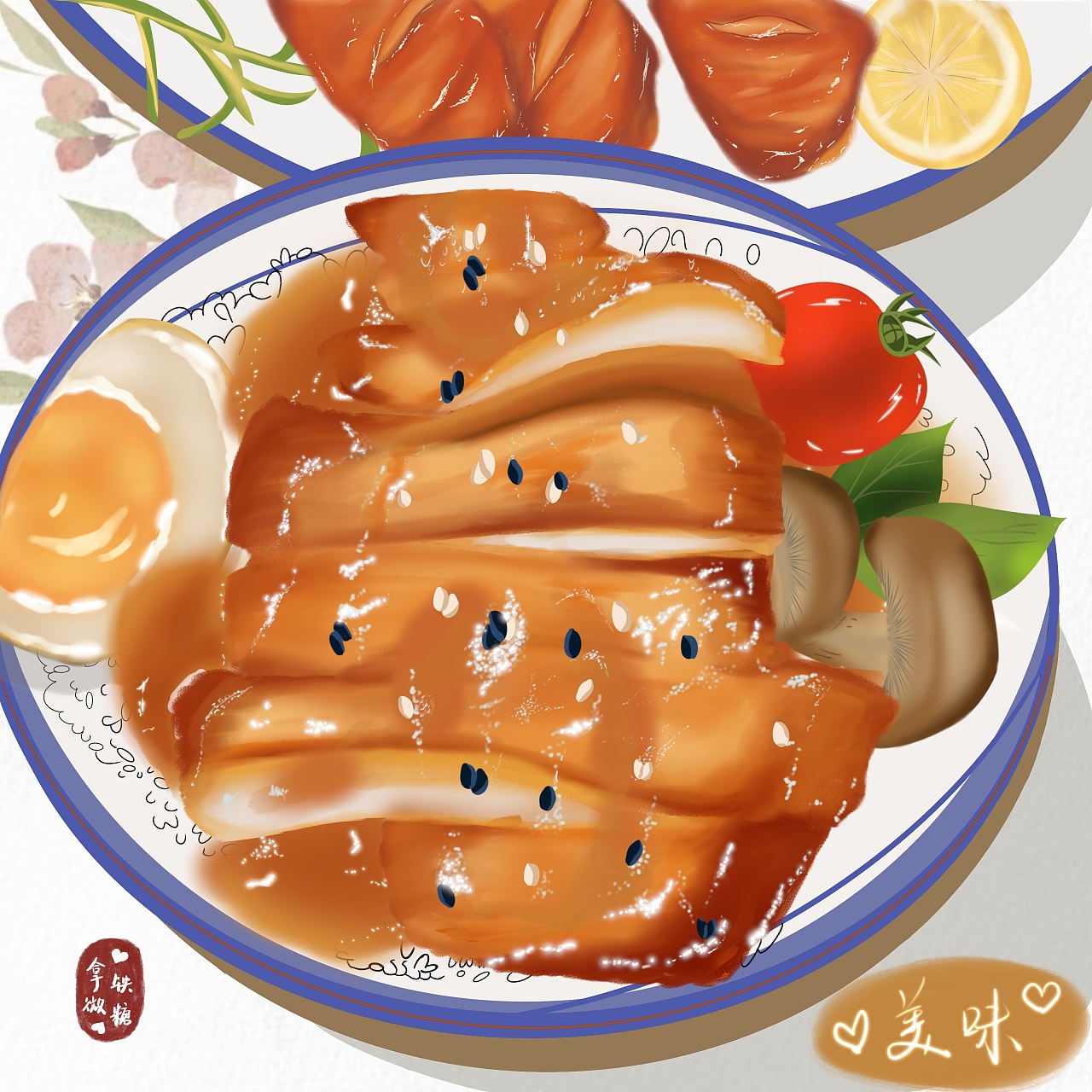 原创ipad手绘美食2-3|插画|商业插画|拿铁微糖