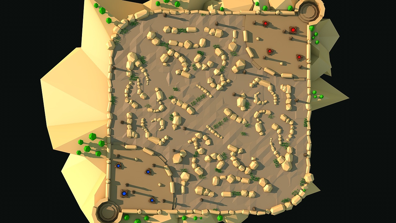 c4d low poly英雄联盟召唤师峡谷三维场景