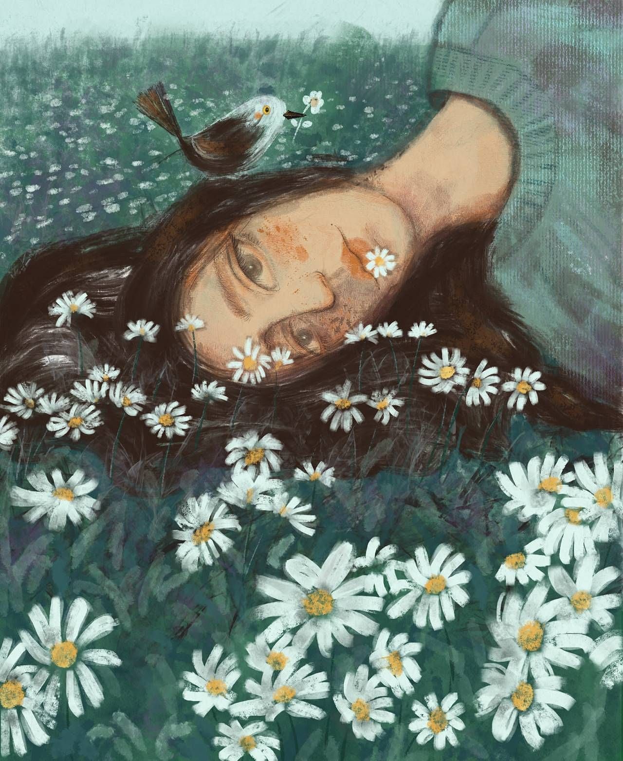 不停画画 女孩插画 七月合集