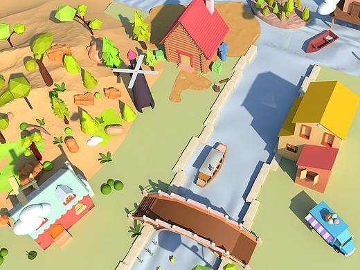 C4D低边三维场景02