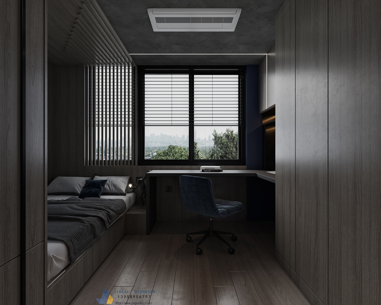 暗黑系客餐厅卧室 - 效果图交流区-建E室内设计网