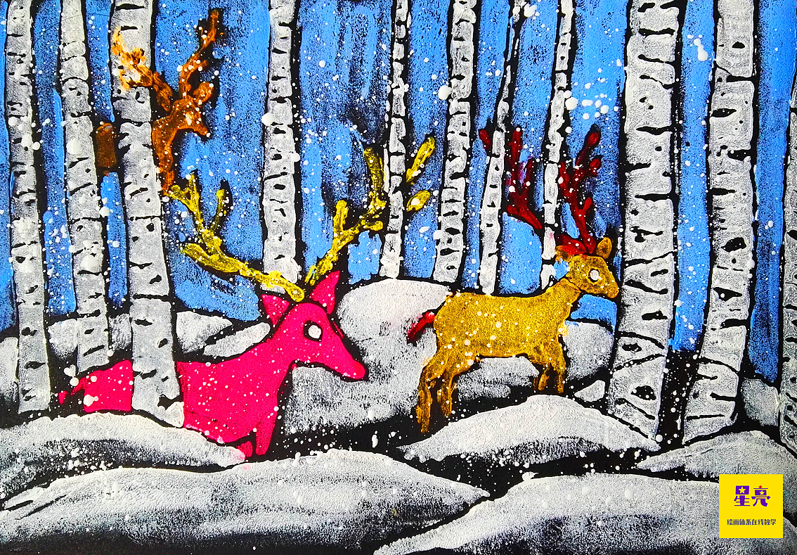 白樺林中的鹿（圖ZMzI3OTQ2NDQ4） - 繪畫 - 站酷設(shè)計師星亮繪畫art原創(chuàng)素材 - 站酷ZCOOL