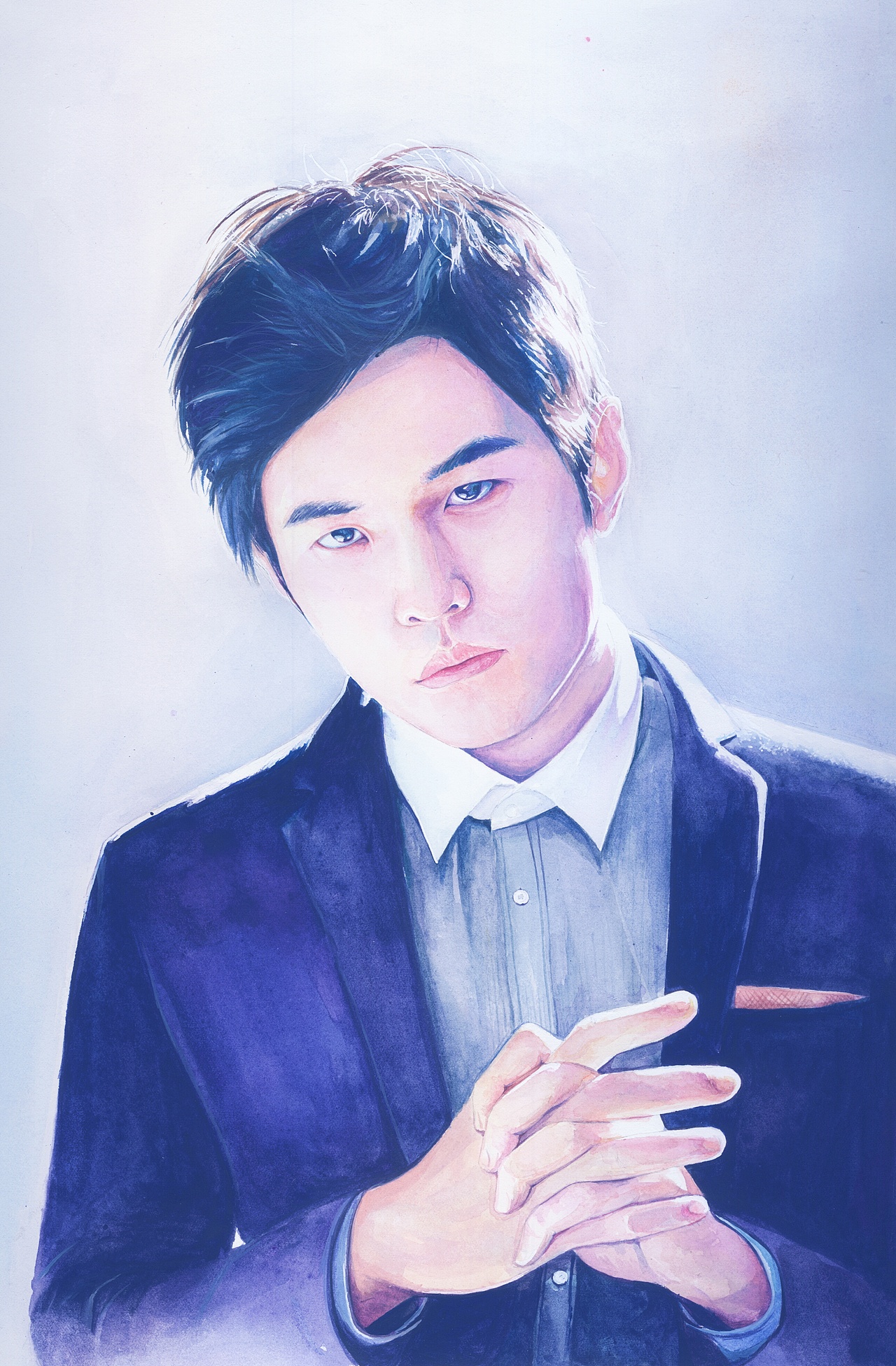 水彩手绘男神系列—遇见你最喜欢的那个男人