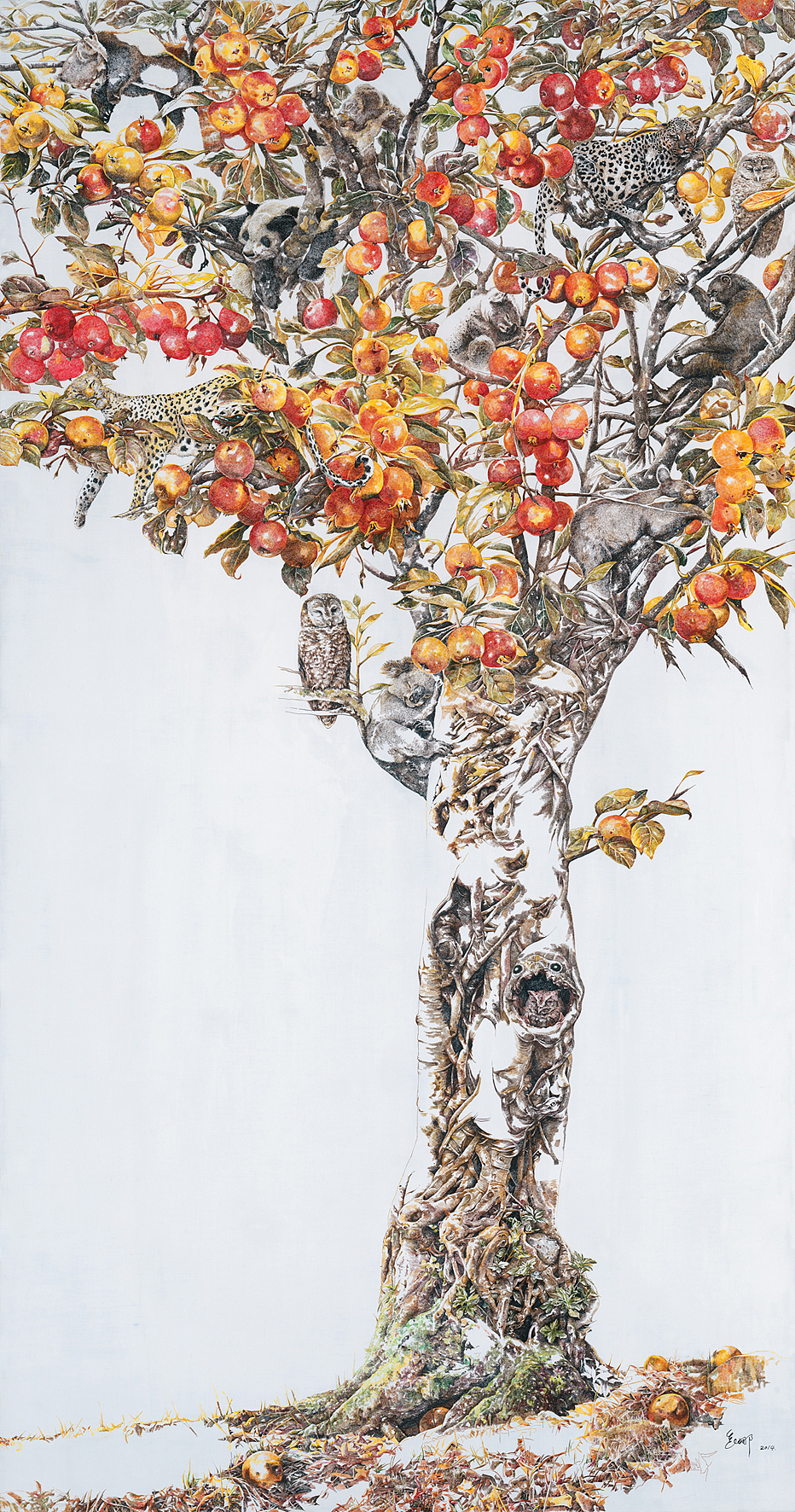 《醉秋实》 drunk in autumn  布面丙烯  150x80cm  2014