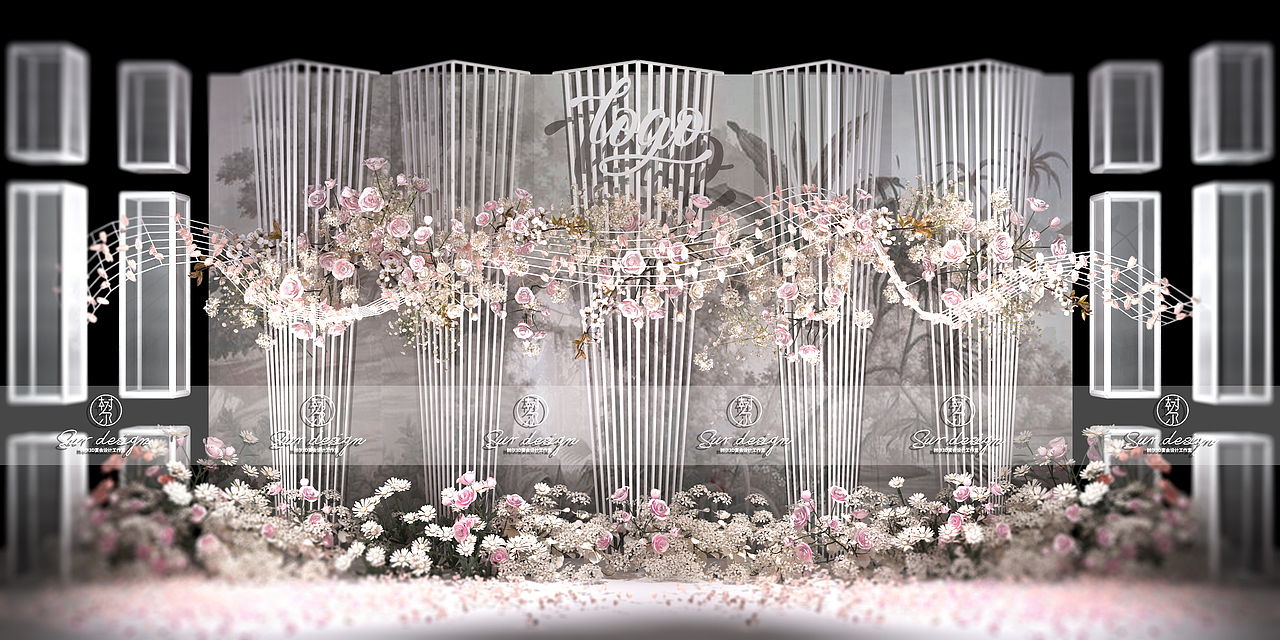 SurDesign粉色系婚礼宴会3D效果图