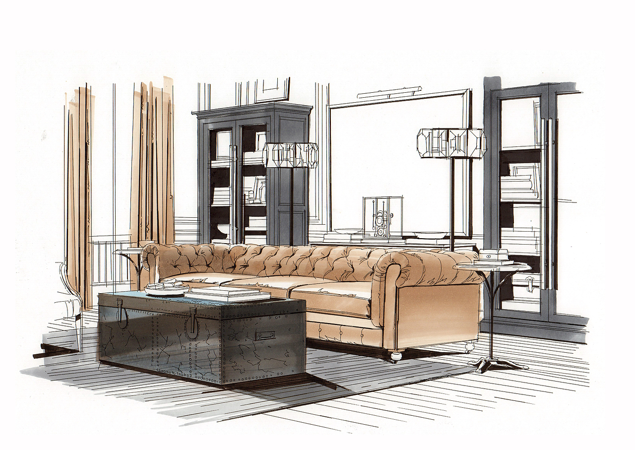 室内手绘空间步骤图上色欣赏（五）