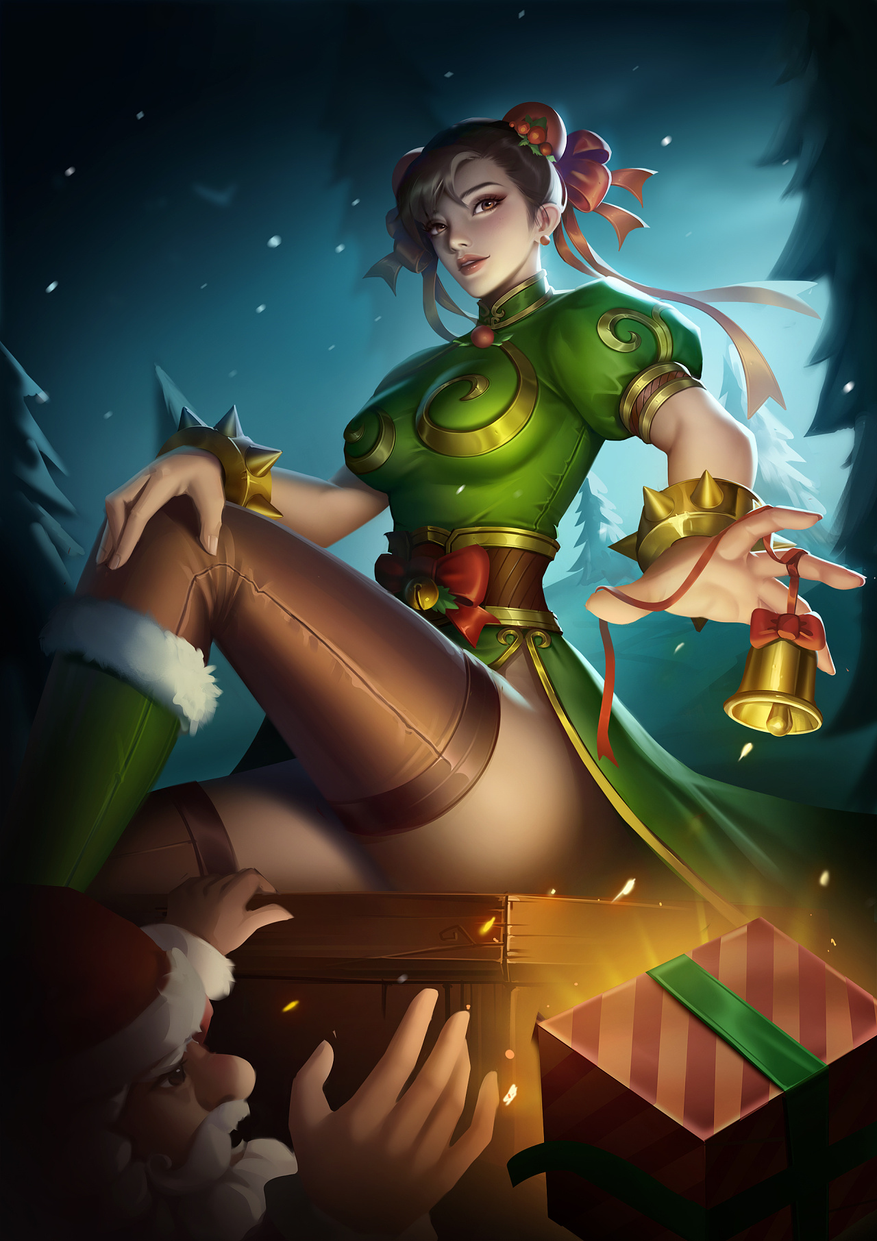 圣诞版春丽|插画|游戏原画|小俊君 - 原创作品 - 站酷 (zcool)