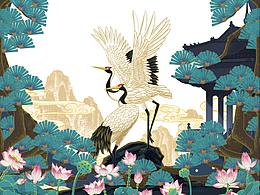 国风纸雕产品插画