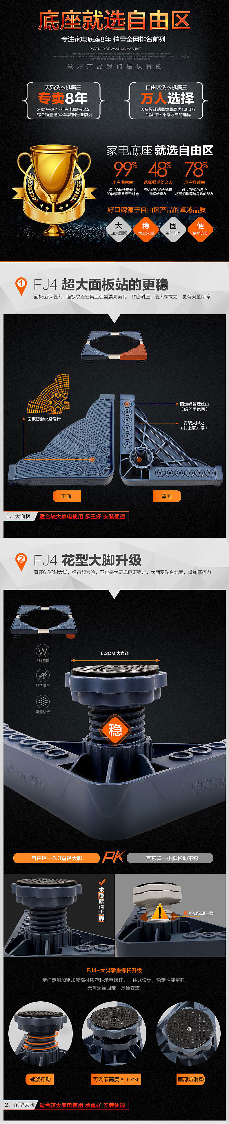 一款洗衣机底座的详情