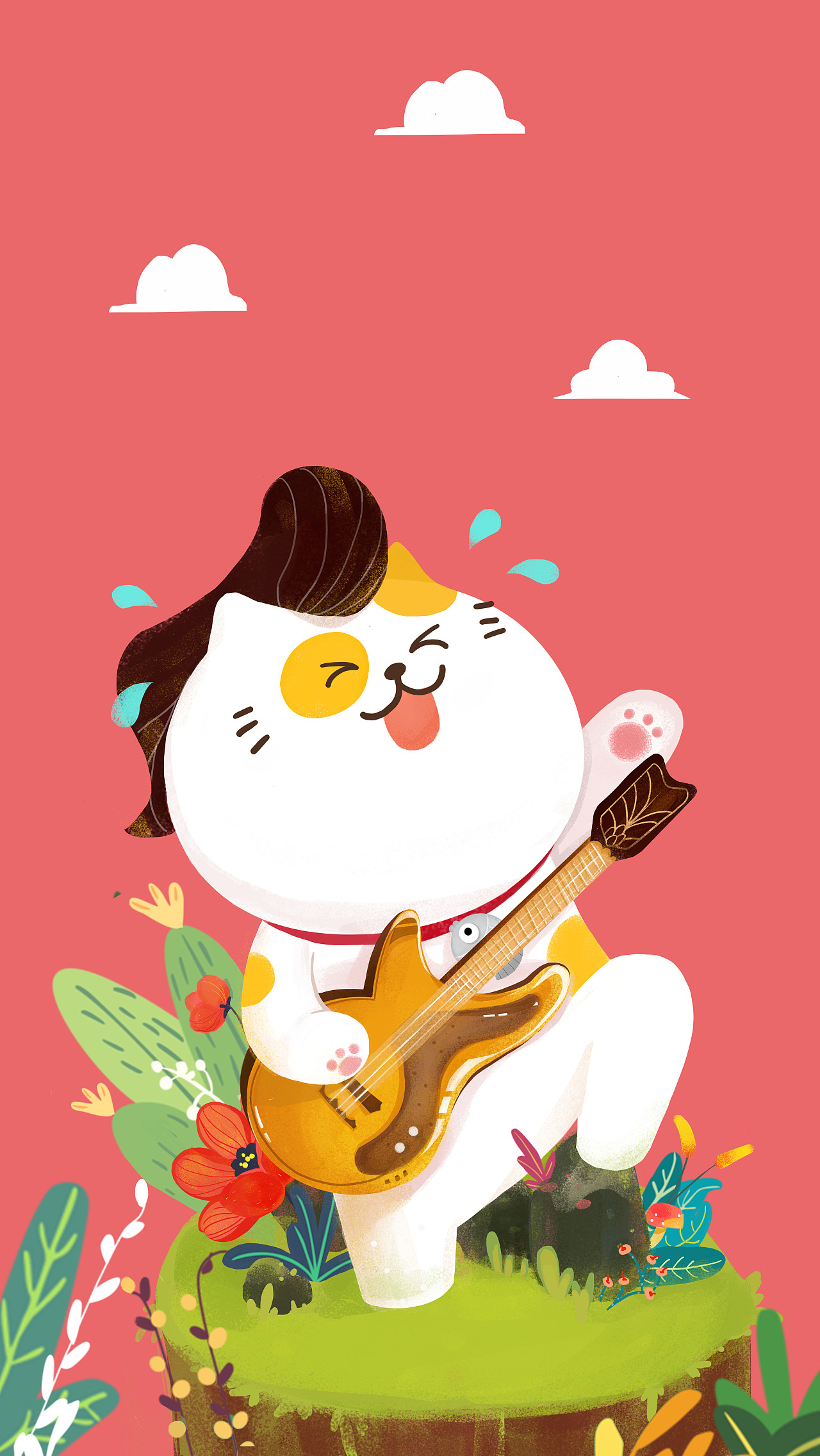 大丽丽画的丑猫多鱼的壁纸（图ZOTE0NjA4MzY=） - 商业插画 - 站酷设计师佐佐木莉佳原创素材 - 站酷ZCOOL