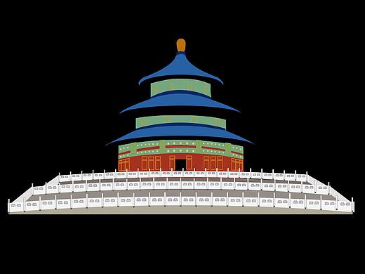 北京地标性建筑插画