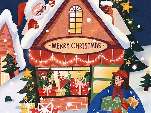 圣诞节插画 🎄扁平风格（个人主页-ZNDk1OTk5OTY=） - 商业插画 - 站酷设计师一只本原创素材 - 站酷ZCOOL