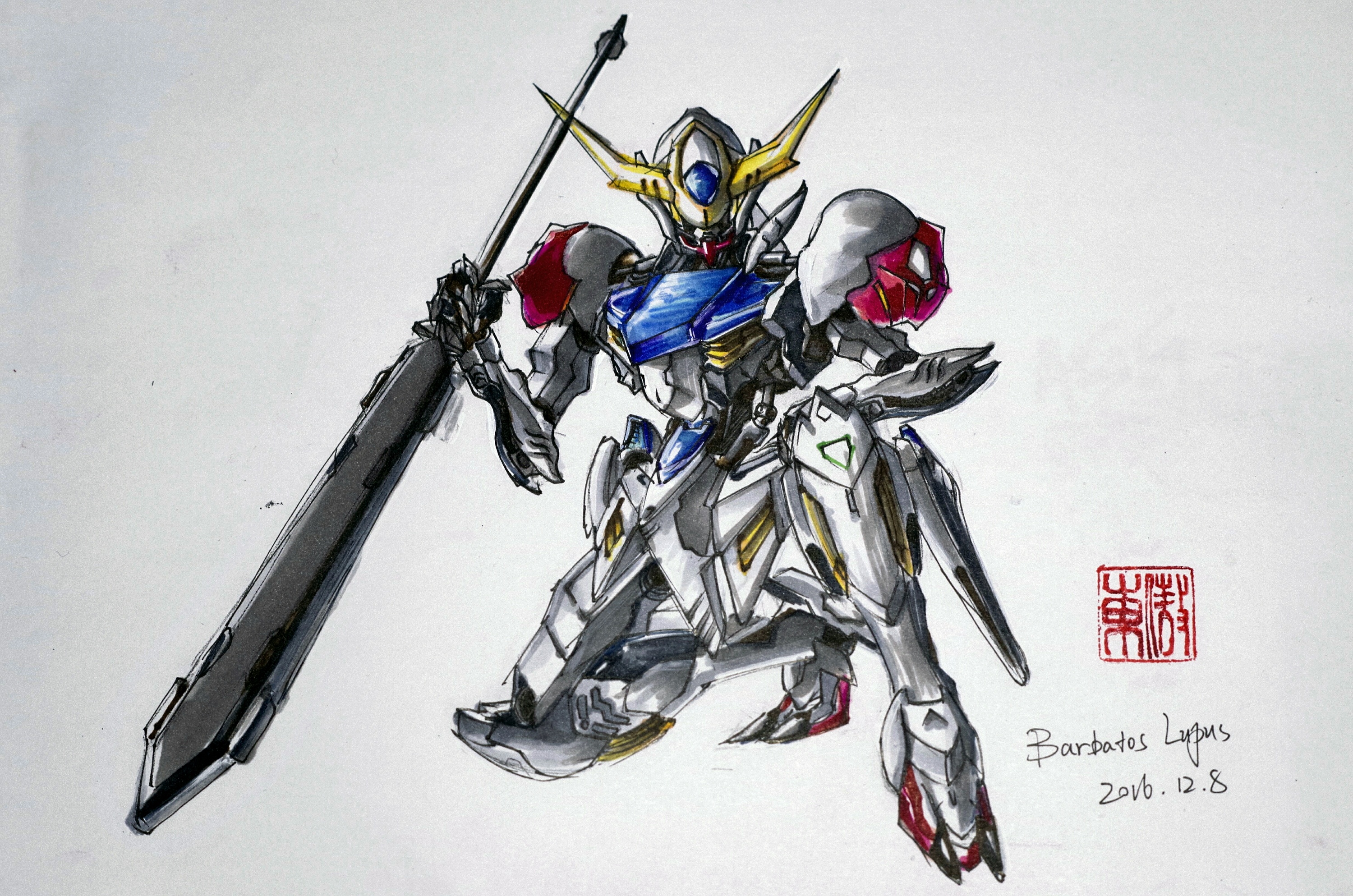 高达 巴巴托斯 天狼星装备|插画|创作习作|zaft