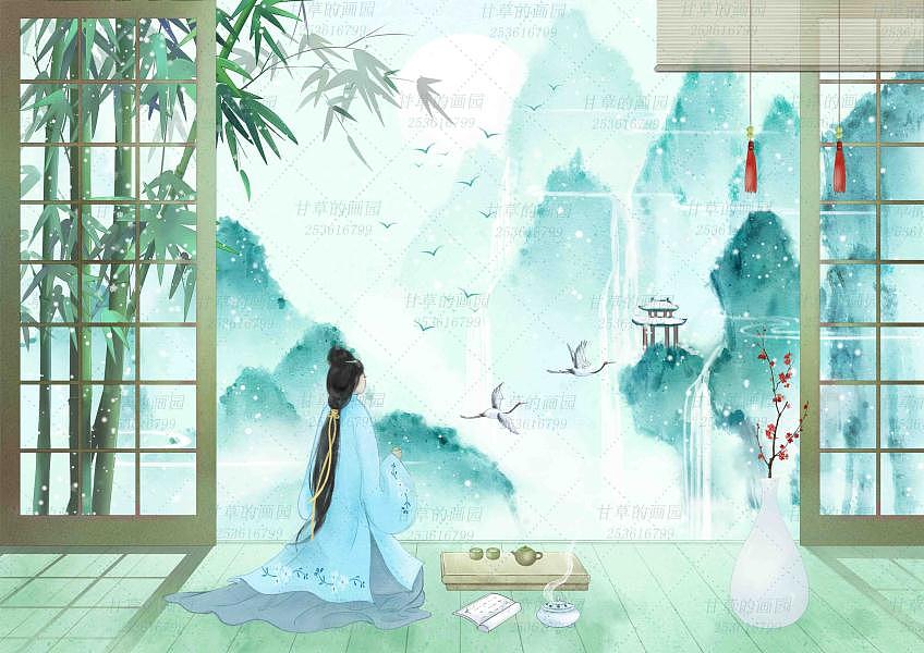 古风二十四节气插画逍遥月系列--小寒（图ZMjM3MzcwMTY0） - 商业插画 - 站酷设计师甘草的画园原创素材 - 站酷ZCOOL