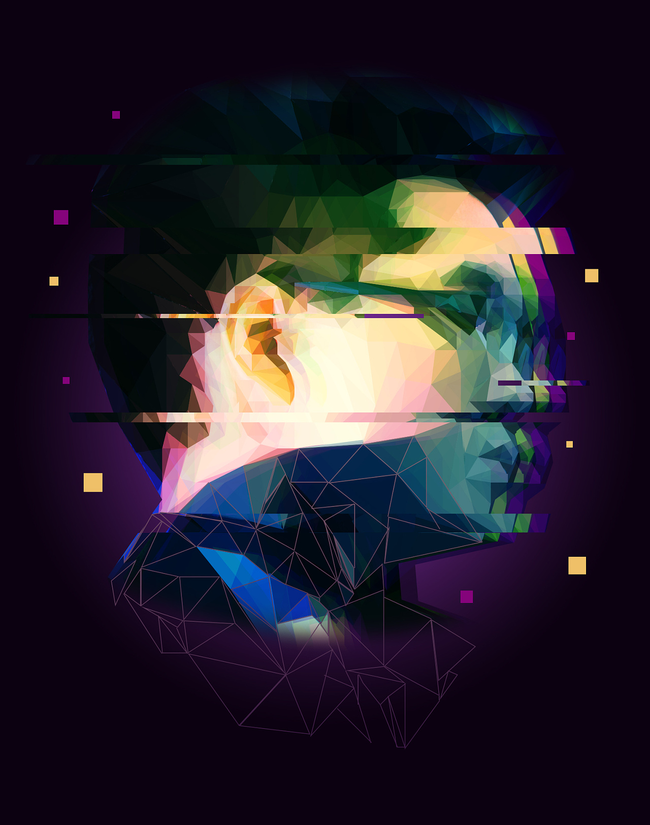 学生 在之前做的lowpoly风格的基础上尝试加上了glitch的风格