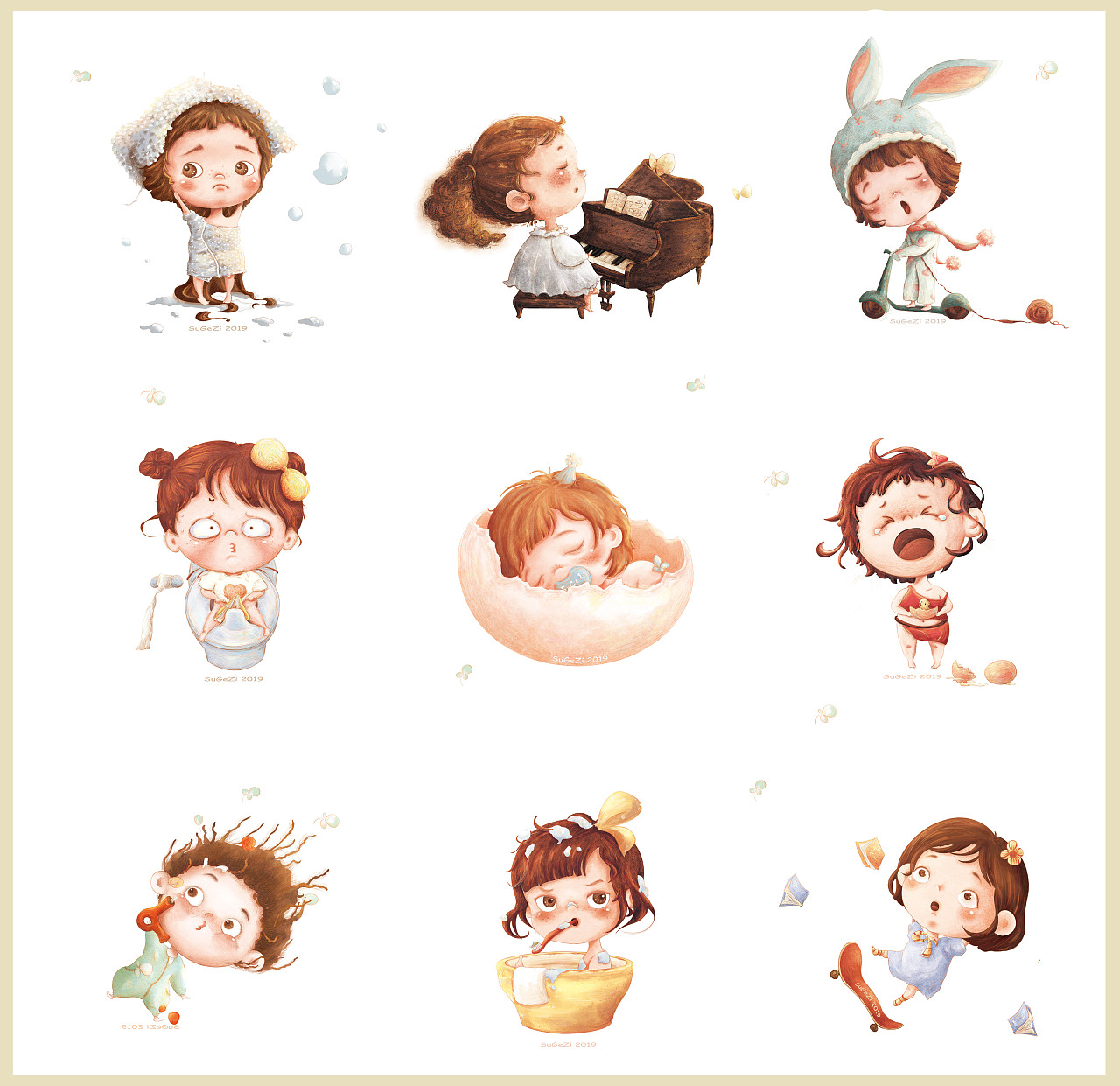 苏呆呆系列娃娃（图ZMTY2NjczMzEy） - 商业插画 - 站酷设计师苏格子插画原创素材 - 站酷ZCOOL