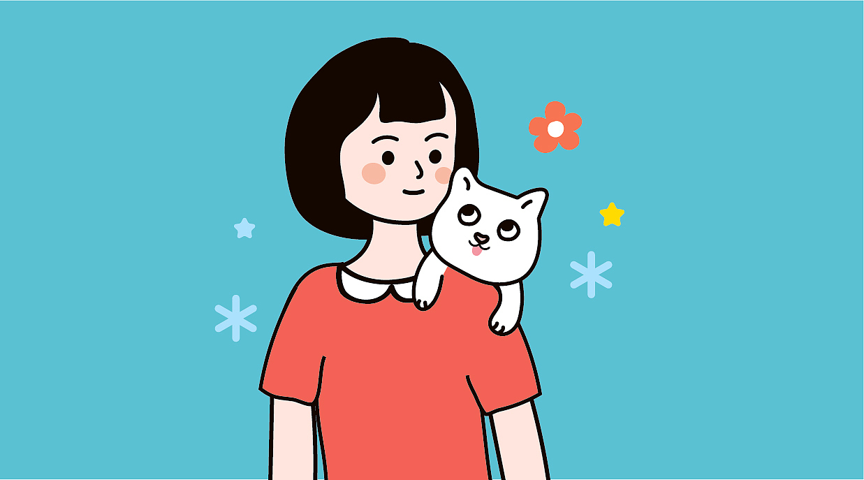 插画女孩猫咪猫粮（图ZMjM1ODY1MTA0） - 图案 - 站酷设计师阿茹生肖IP原创素材 - 站酷ZCOOL
