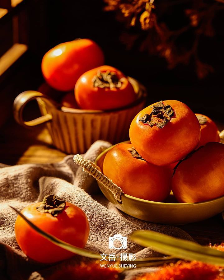 秋天的柿子静物拍摄
