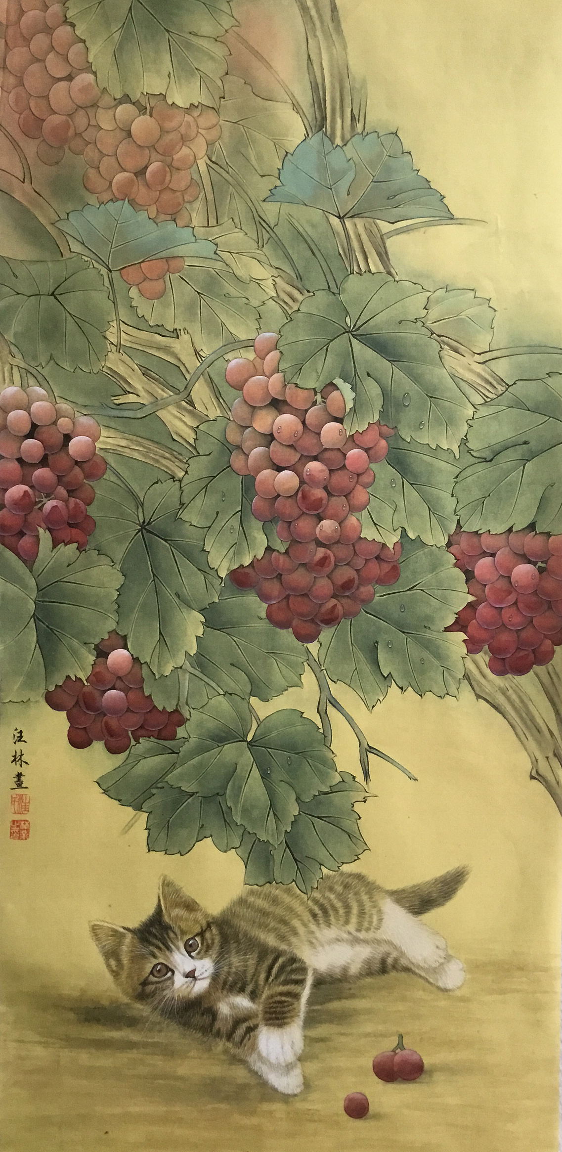 汪林工笔画葡萄