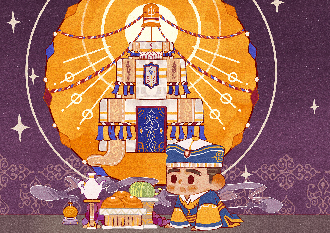 阿拉塔祭敖包-插画系列