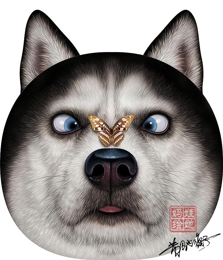 (娃他妈)3d立体卡通动物插画