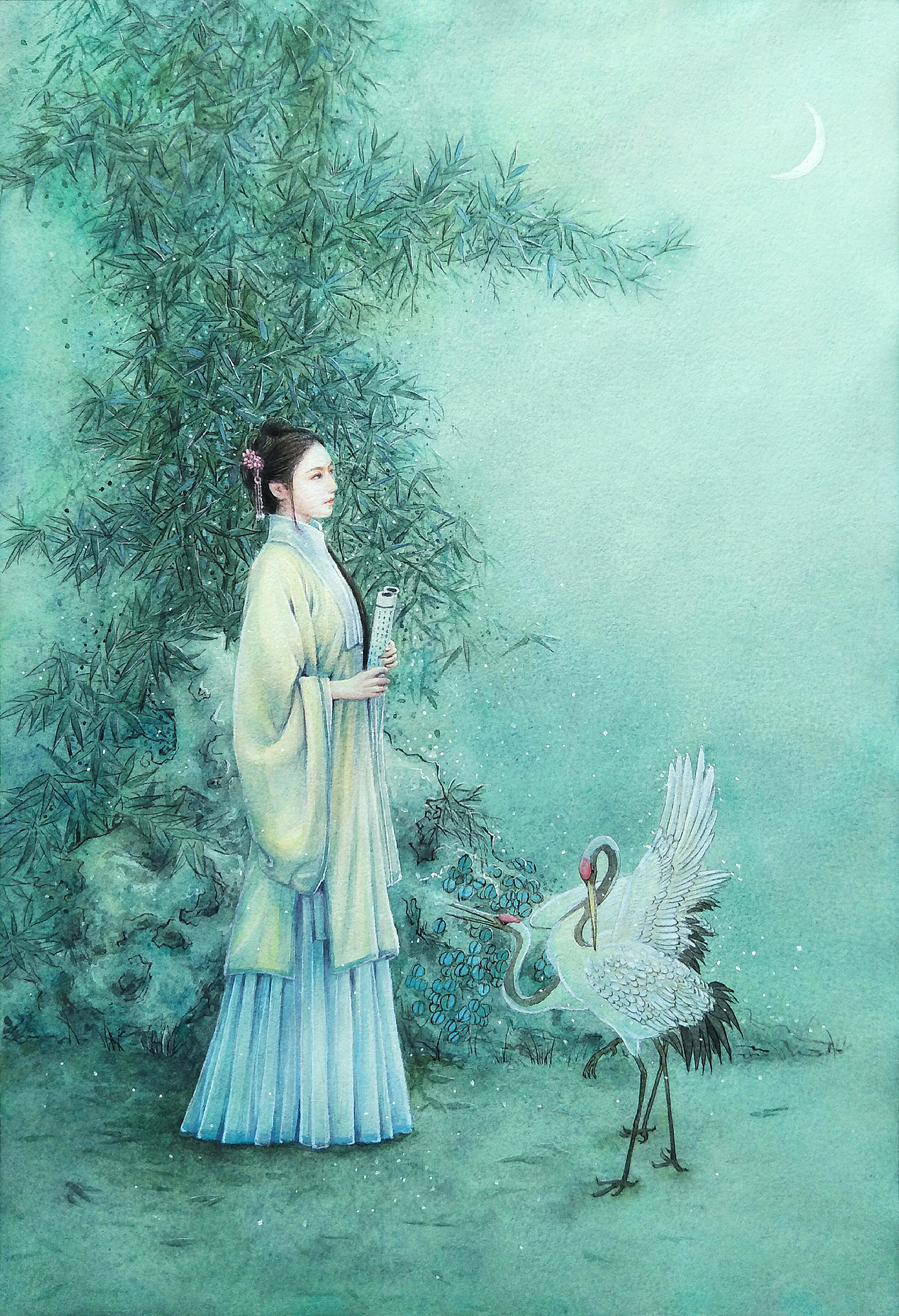 水彩古风仕女（图ZMjAxMzU2MTky） - 创作习作 - 站酷设计师平野pz原创素材 - 站酷ZCOOL
