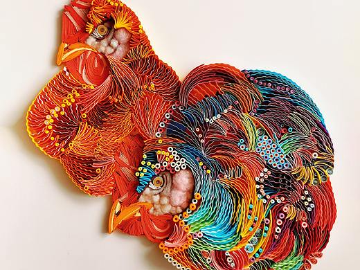 衍紙?jiān)瓌?chuàng)作品：《花式雙雞——D調(diào)的華麗》（個(gè)人主頁(yè)-ZNDYxMTg3NTY=） - 其他手工藝 - 站酷設(shè)計(jì)師池王思原創(chuàng)素材 - 站酷ZCOOL