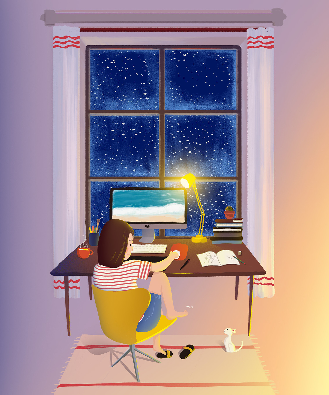 好热呀~~要是窗外能飘几片小雪花就好啦~~(ง •_•)ง（图ZMTAyMjA2NzI0） - 创作习作 - 站酷设计师jun_jun_原创素材 - 站酷ZCOOL