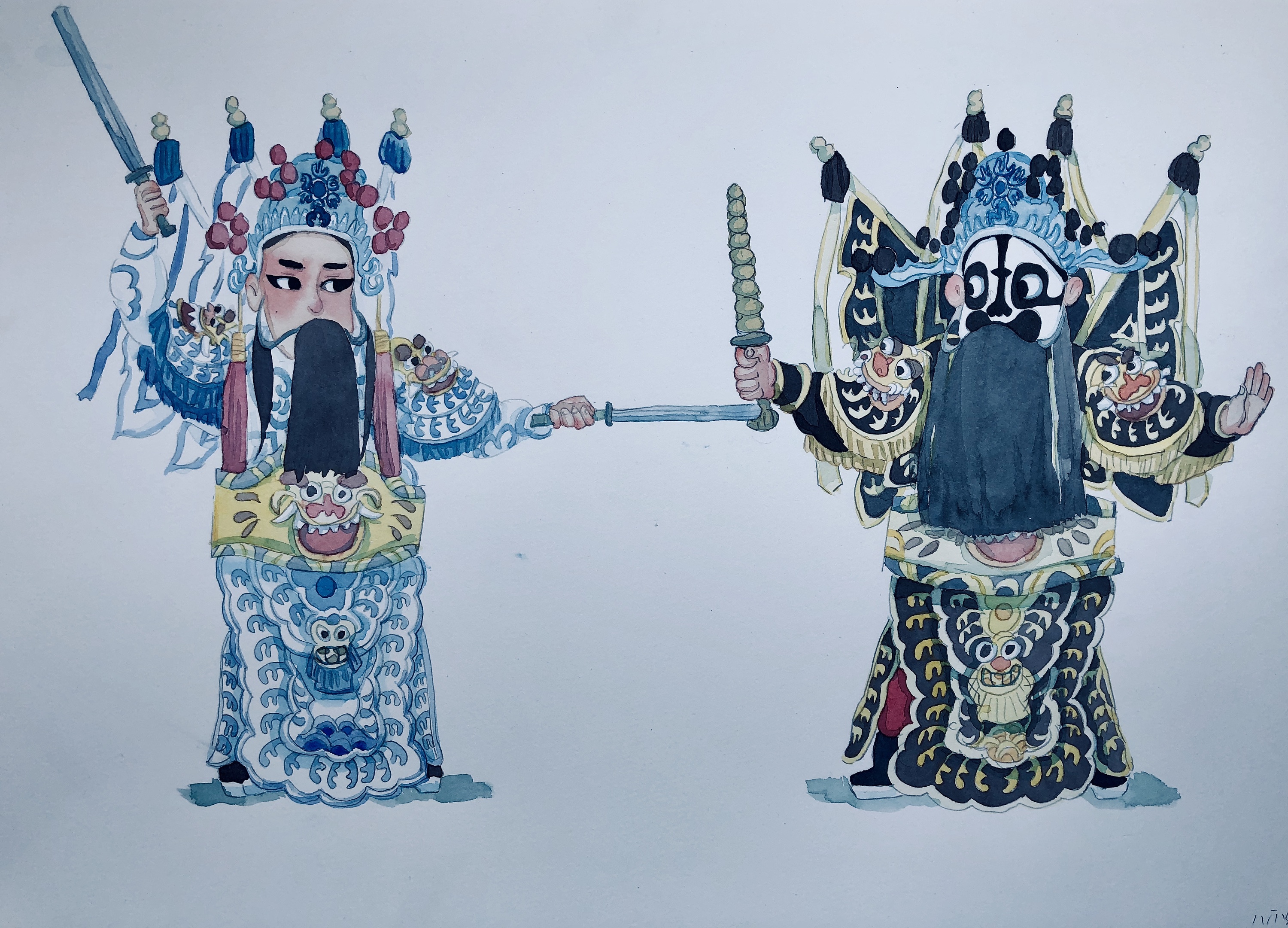 卡通q版戏曲插图