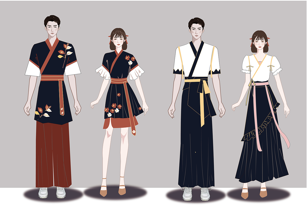 咖啡馆中式工作装设计|服装|其他服装|wz不朽_原创作品-站酷zcool