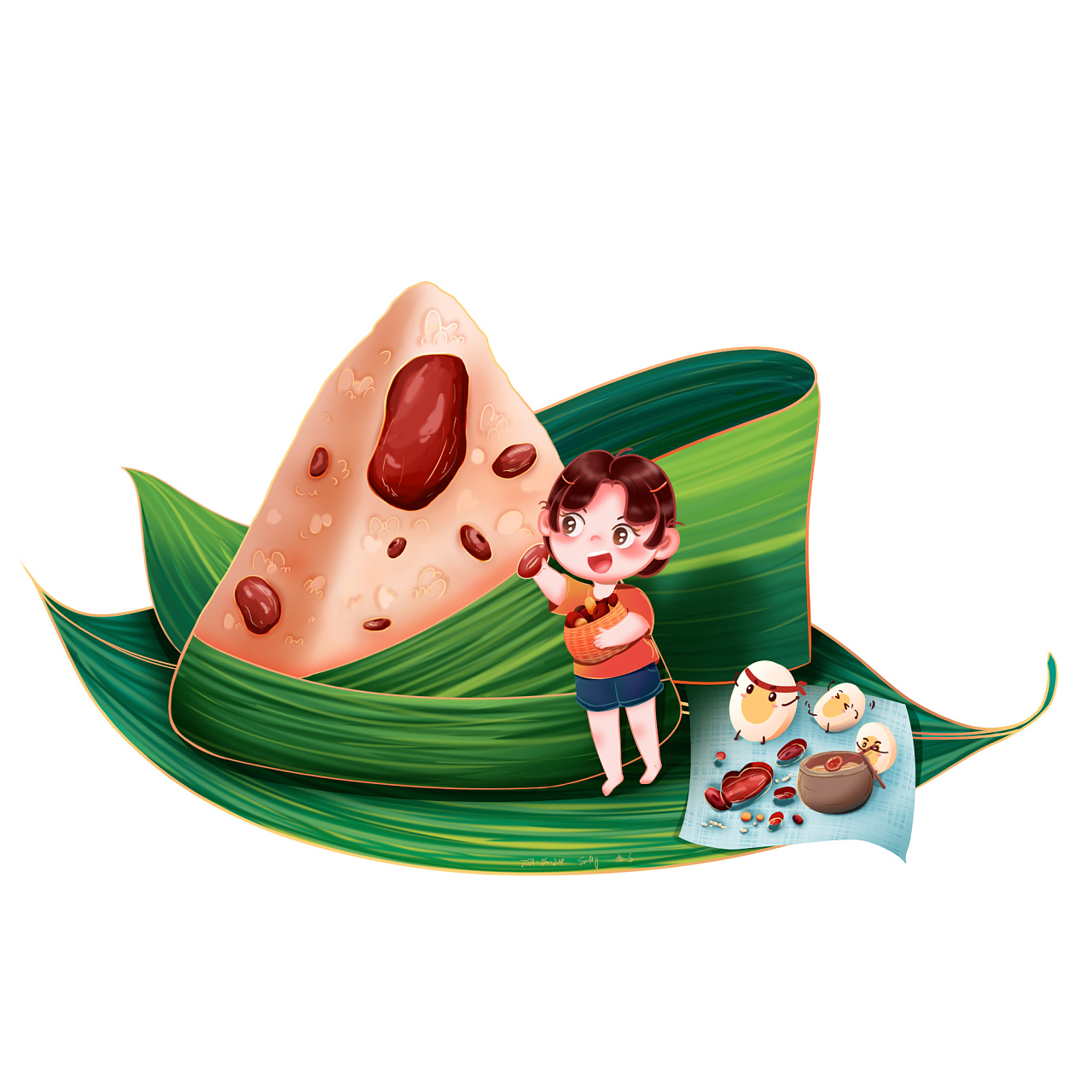 插画-端午节的小粽子