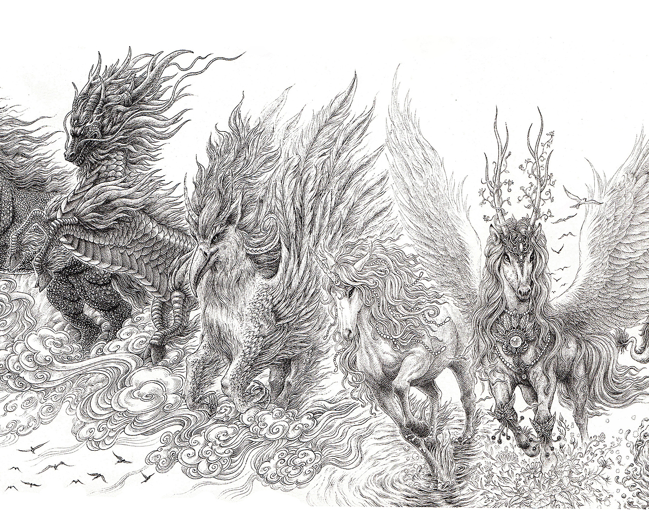 《天马行空图》傅淳强手绘作品