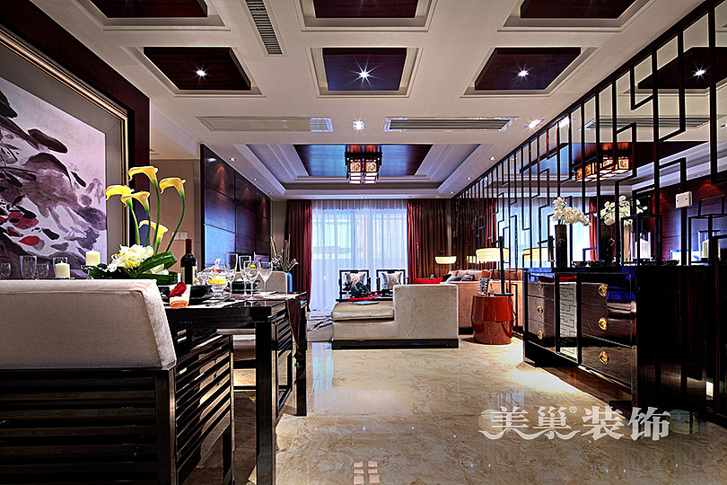 郑州清华大溪地三室两厅样板间设计——客餐厅