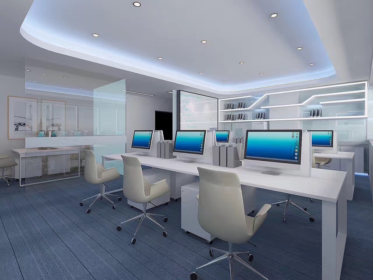 新中式办公区|空间|室内设计|一九九二效果图 - 原创作品 - 站酷 (ZCOOL)