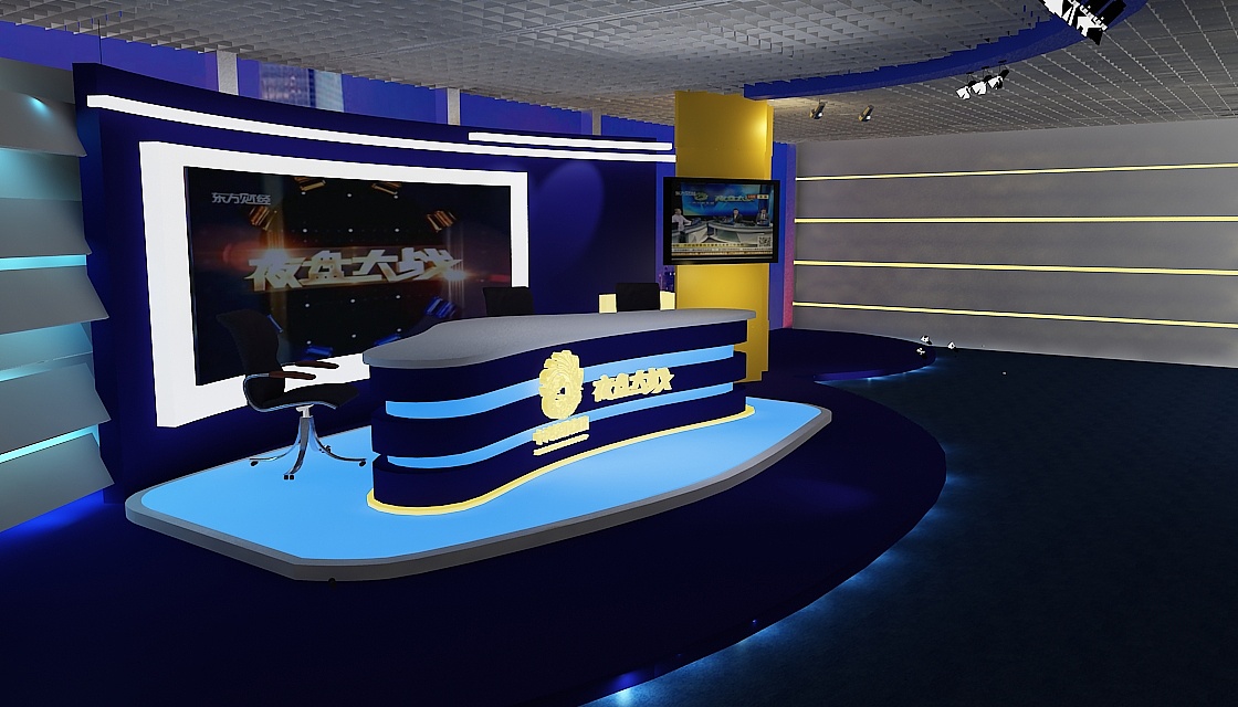 方案二再来一张方案一去年为公司做的演播室内效果图 !