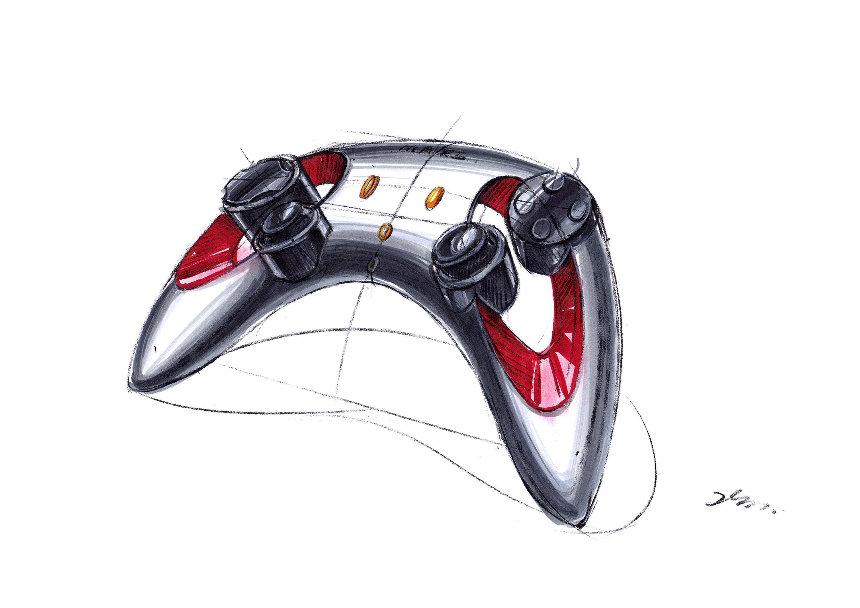 游戏手柄手绘步骤图——马赛mars产品手绘