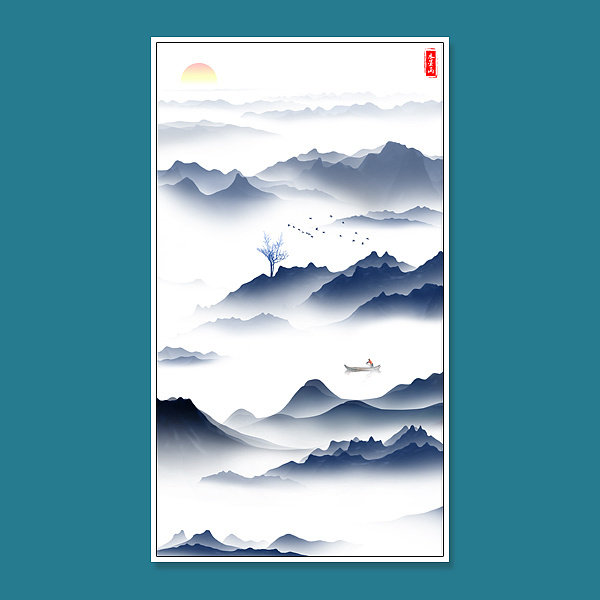 新中式水墨山水画